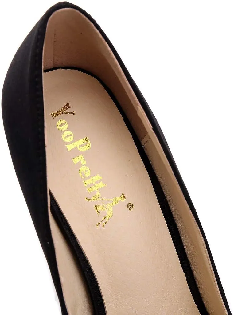 YooPrettyz Women Round Toe Wedding Pumps Platform Satin Stiletto Slip On Evening Heels