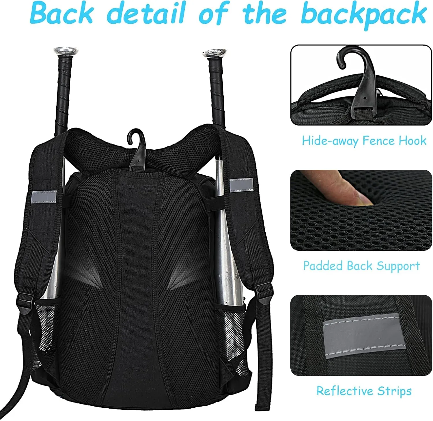 Youth Baseball Bag - Bat Backpack for Baseball, T-Ball & Softball Equipment & Gear, Bat & Glove Holder Gift