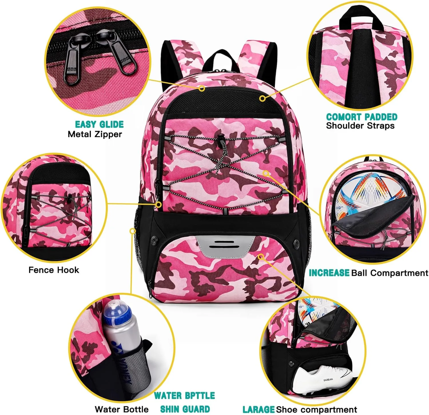 Youth Soccer Bag-Soccer Backpack&Backpack for Football Basketball,with Ball Compartment Separate Cleat Package