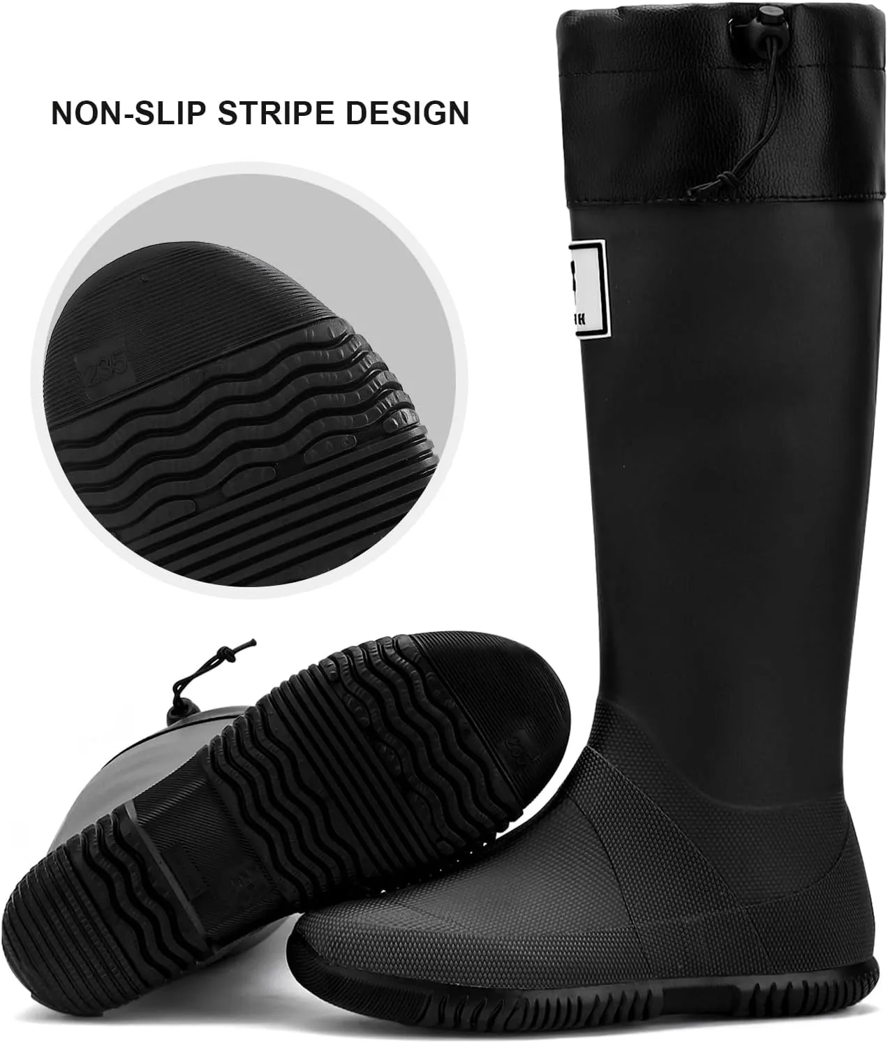 YUHITYGZGS Rain Boots Women, Waterproof Rubber Boots Men, Anti-Slip Lightweight Garden Shoes, High Knee Water Boots with Adjustable Buckle, Durable Fishing Boots Outdoor