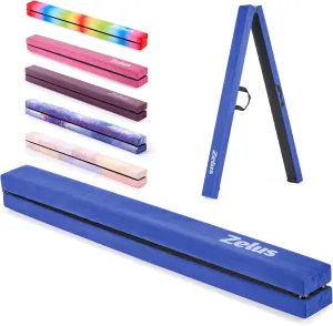 ZELUS 8' Folding Gymnastics Balance Beam, Floor Balance Beam w/Carry Handles Anti-Slip Base for Kids, Beginners & Professional Gymnasts