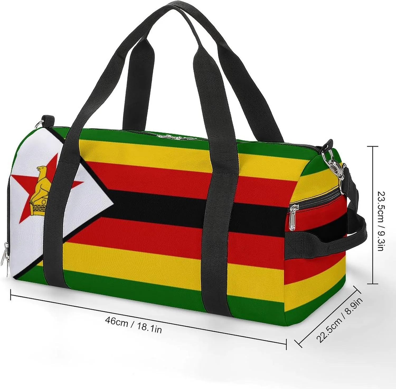 Zimbabwe Flag Duffle Bag for Sports Lightweight Waterproof Gym Bag with Shoe Compartment