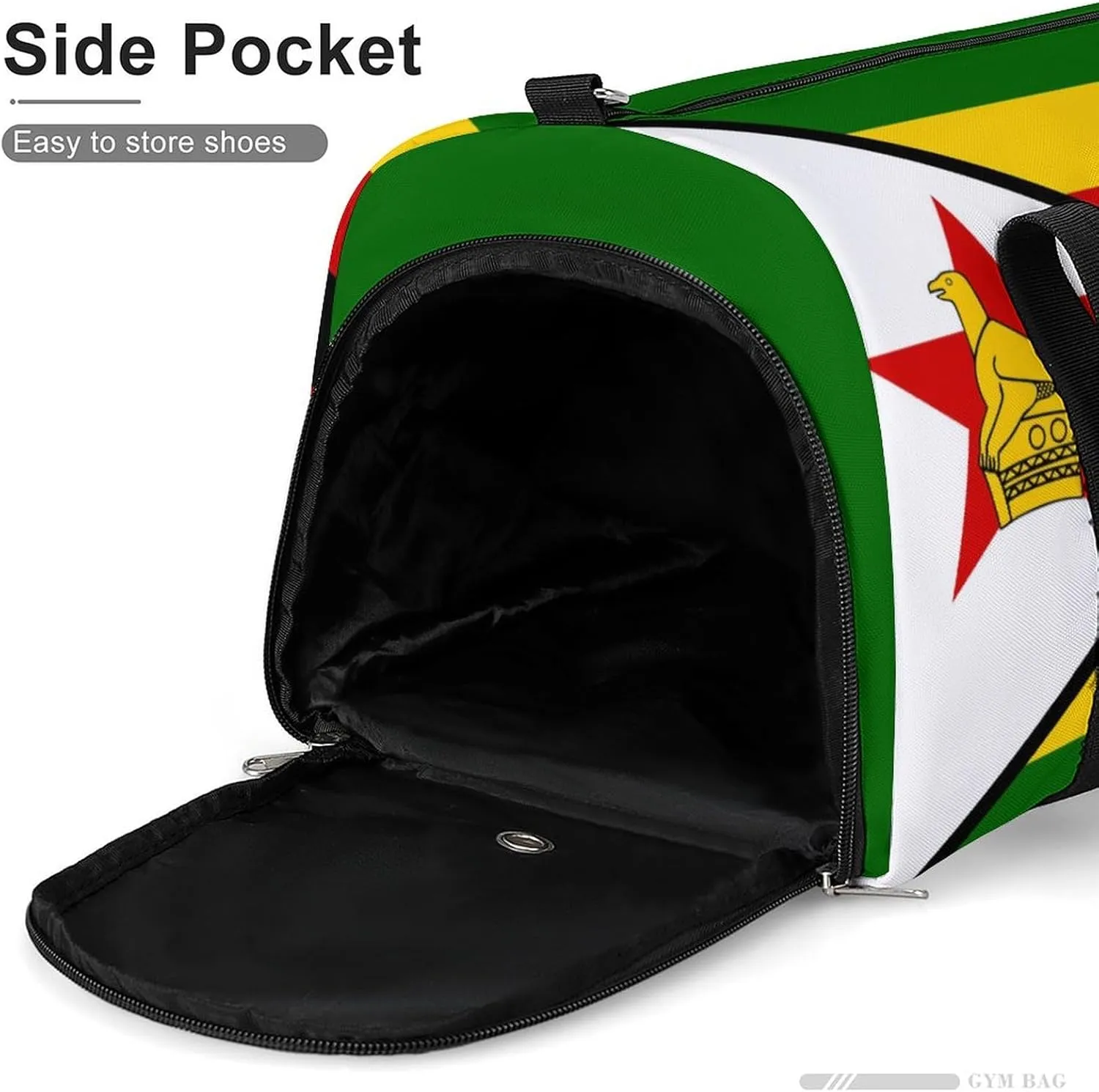 Zimbabwe Flag Duffle Bag for Sports Lightweight Waterproof Gym Bag with Shoe Compartment