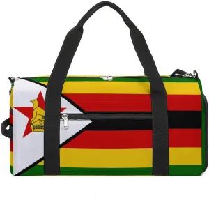 Zimbabwe Flag Duffle Bag for Sports Lightweight Waterproof Gym Bag with Shoe Compartment